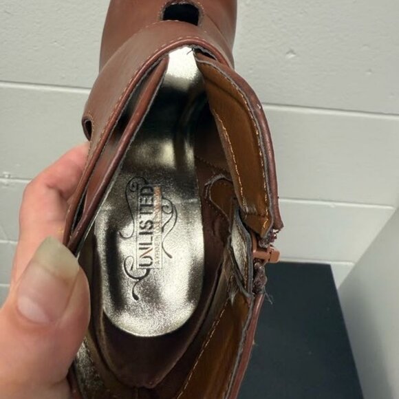 Unlisted By Kenneth Cole Luggage Tan Heeled Boots NWOT - Picture 5 of 6